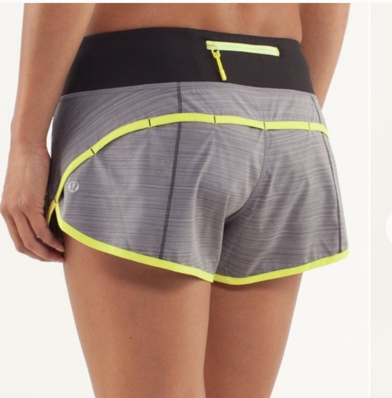 Lululemon Run: Speed Short Size 2 Gray Black And Yellow Color W7278S - Picture 1 of 13